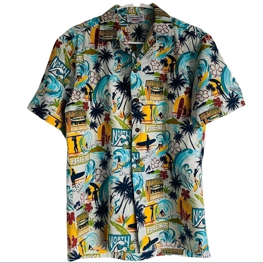 Vtg 80’s North Shore Pacific Legend Apparel Hawaiian Aloha Shirt Men Med…